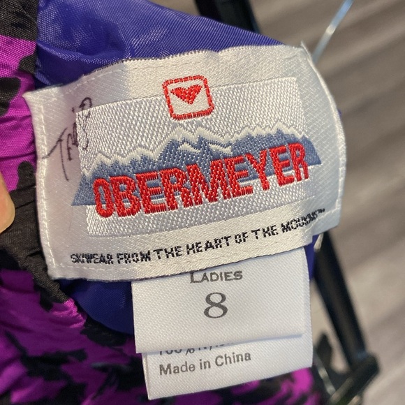 Obermeyer Womens 8 Purple Houndstooth Nylon Pull On I Lightweight Wind Ski Pants - Picture 6 of 7